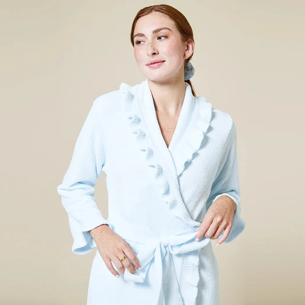 36" Ruffle Chenille Robe - Light Blue