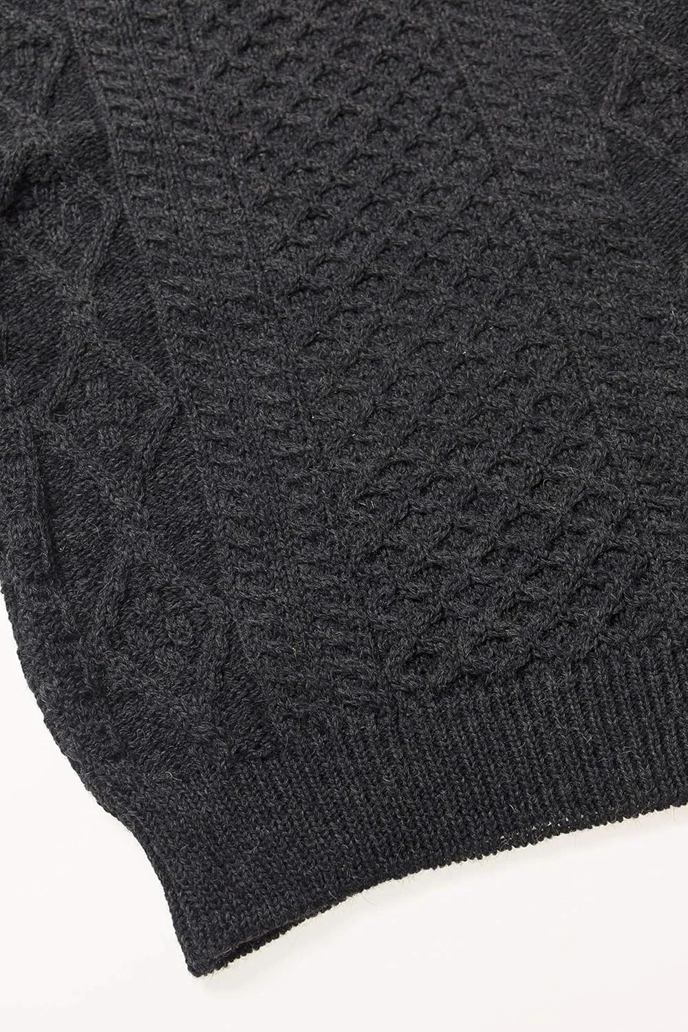 Aran Crafts Irish Soft Cable Knitted Crew Neck Unisex Sweater (100% Pure New Wool)