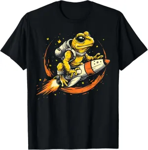 Astronaut Space Frog Riding Rocket Galaxy Stars Science T-Shirt