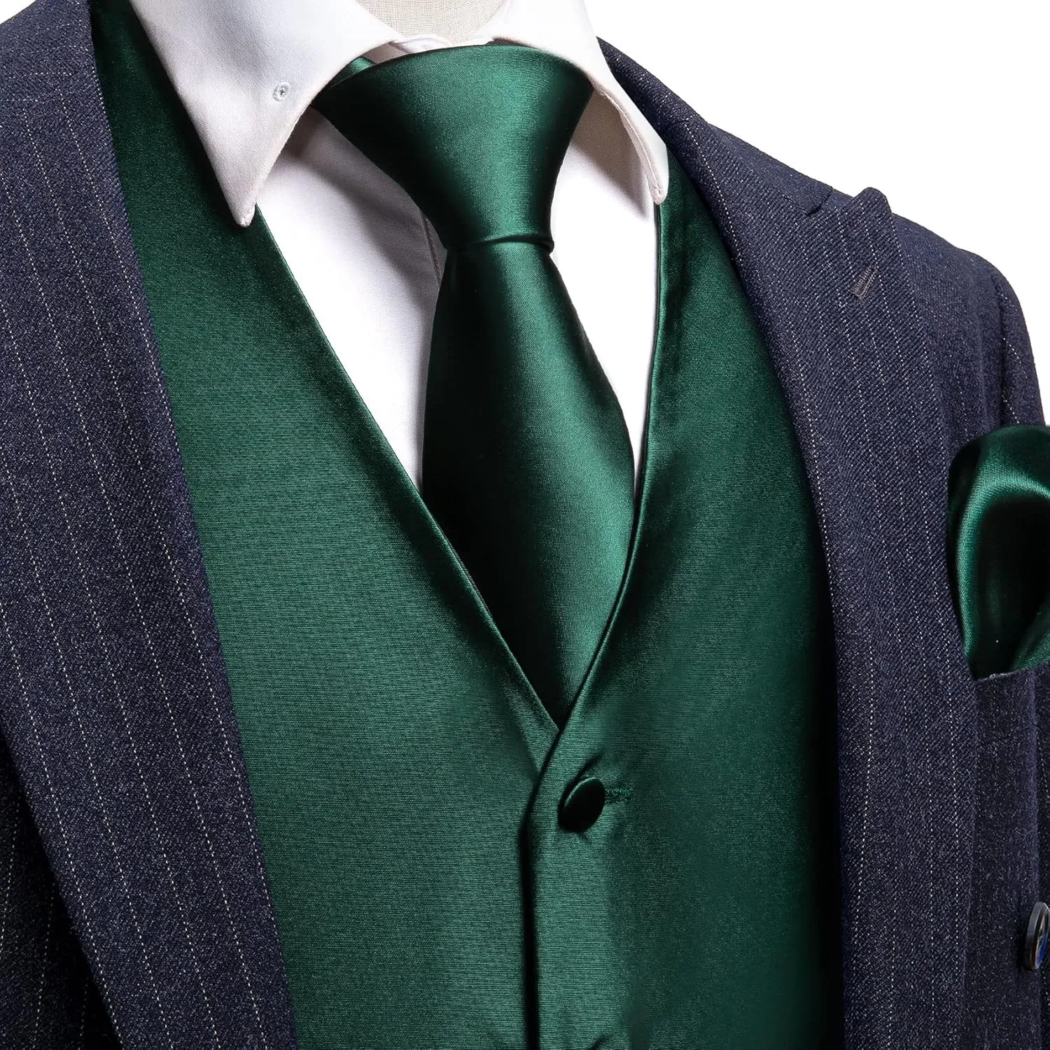 Barry.Wang Men's Suit Vest Tie and Bow Tie Set Formal Solid Paisley Handkerchief Cufflink Woven Wedding Party Waistcoat