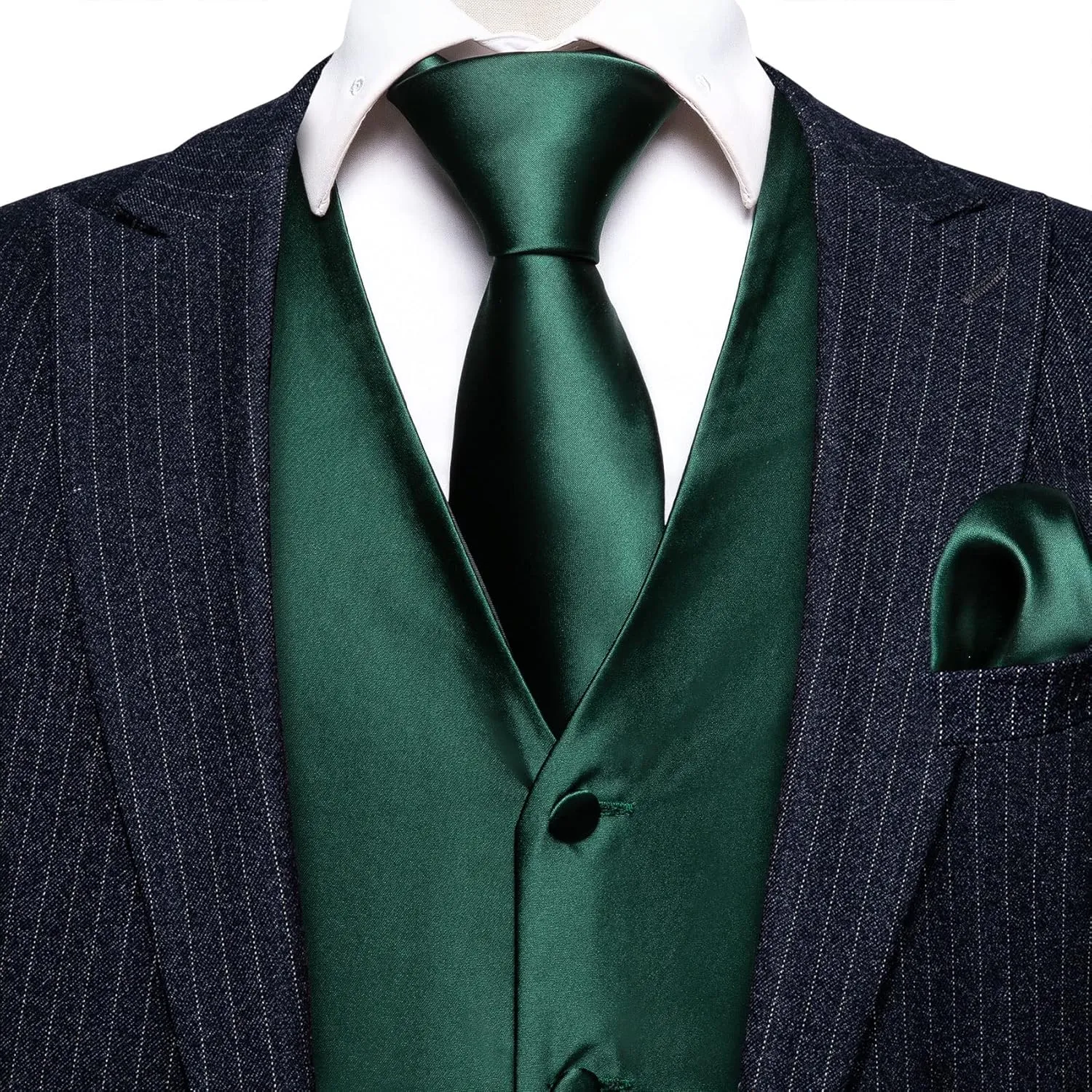 Barry.Wang Men's Suit Vest Tie and Bow Tie Set Formal Solid Paisley Handkerchief Cufflink Woven Wedding Party Waistcoat
