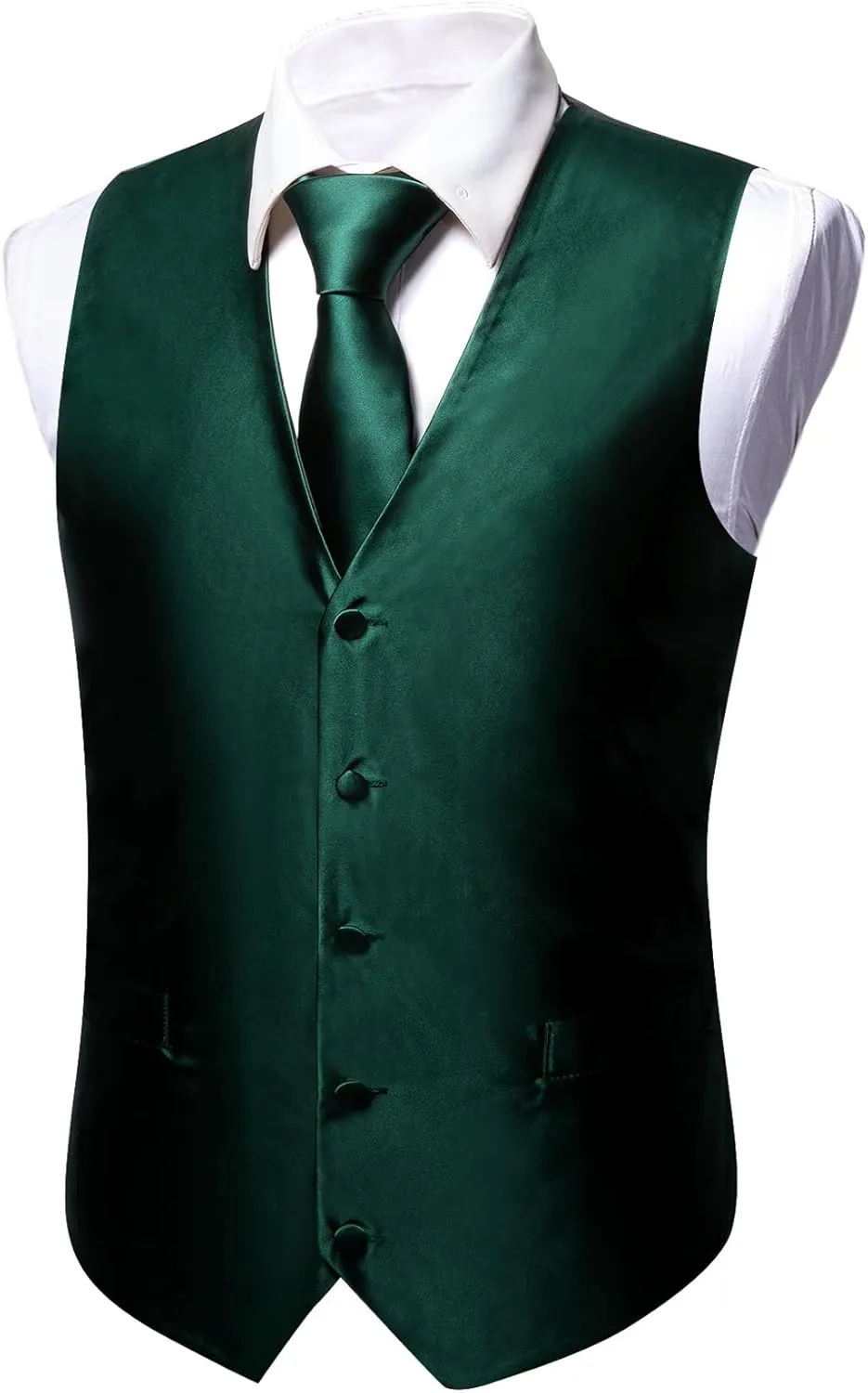 Barry.Wang Men's Suit Vest Tie and Bow Tie Set Formal Solid Paisley Handkerchief Cufflink Woven Wedding Party Waistcoat