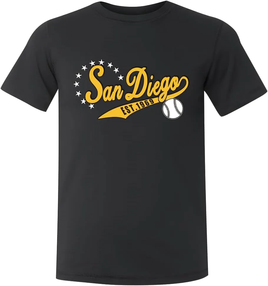 City Baseball Mens T-Shirt Short Sleeve Shirt Gifts Crew Neck Apparel for Baseball Fan Shirt