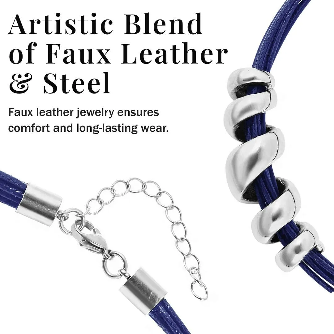 Costume Jewelry Set - Leather Choker Necklace for Women 16" & Cuff Bracelet 7"- Faux Leather Cord Necklace Set with Adjustable Lobster Claw Spiral Charm Rope Boho Jewelry Birthday Gifts