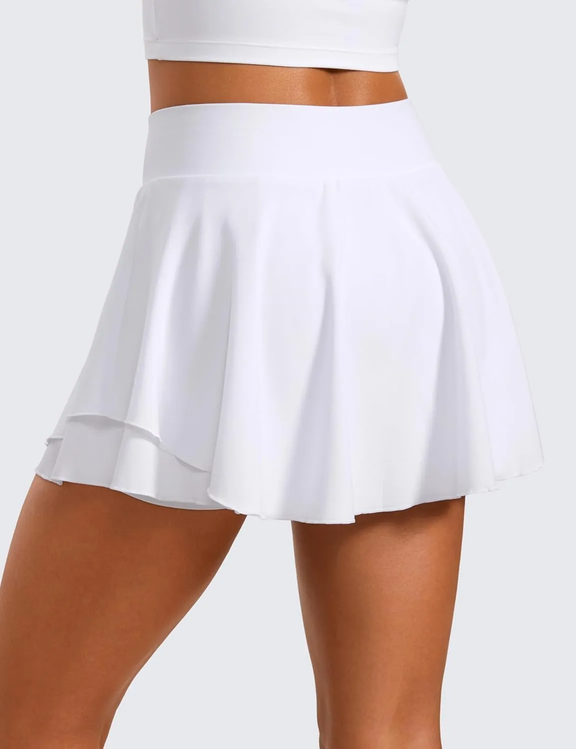 CRZ YOGA Tennis Skirts for Women Crossover High Waisted Ruffle Layered Workout Athletic Golf Skort with Pockets