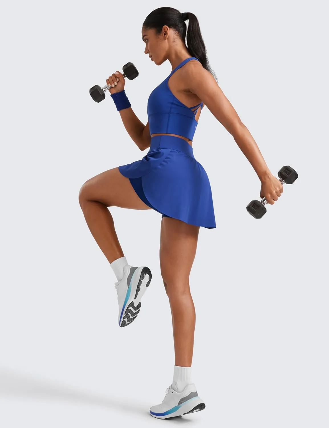 CRZ YOGA Tennis Skirts for Women High Waisted Side Slit Running Workout Athletic Mini A Line Skort with Pockets