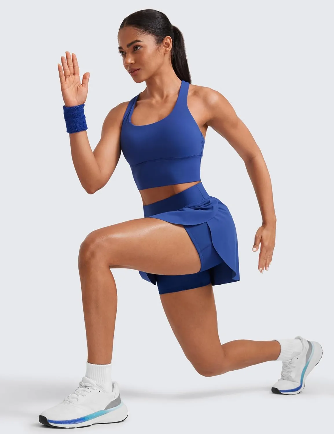 CRZ YOGA Tennis Skirts for Women High Waisted Side Slit Running Workout Athletic Mini A Line Skort with Pockets