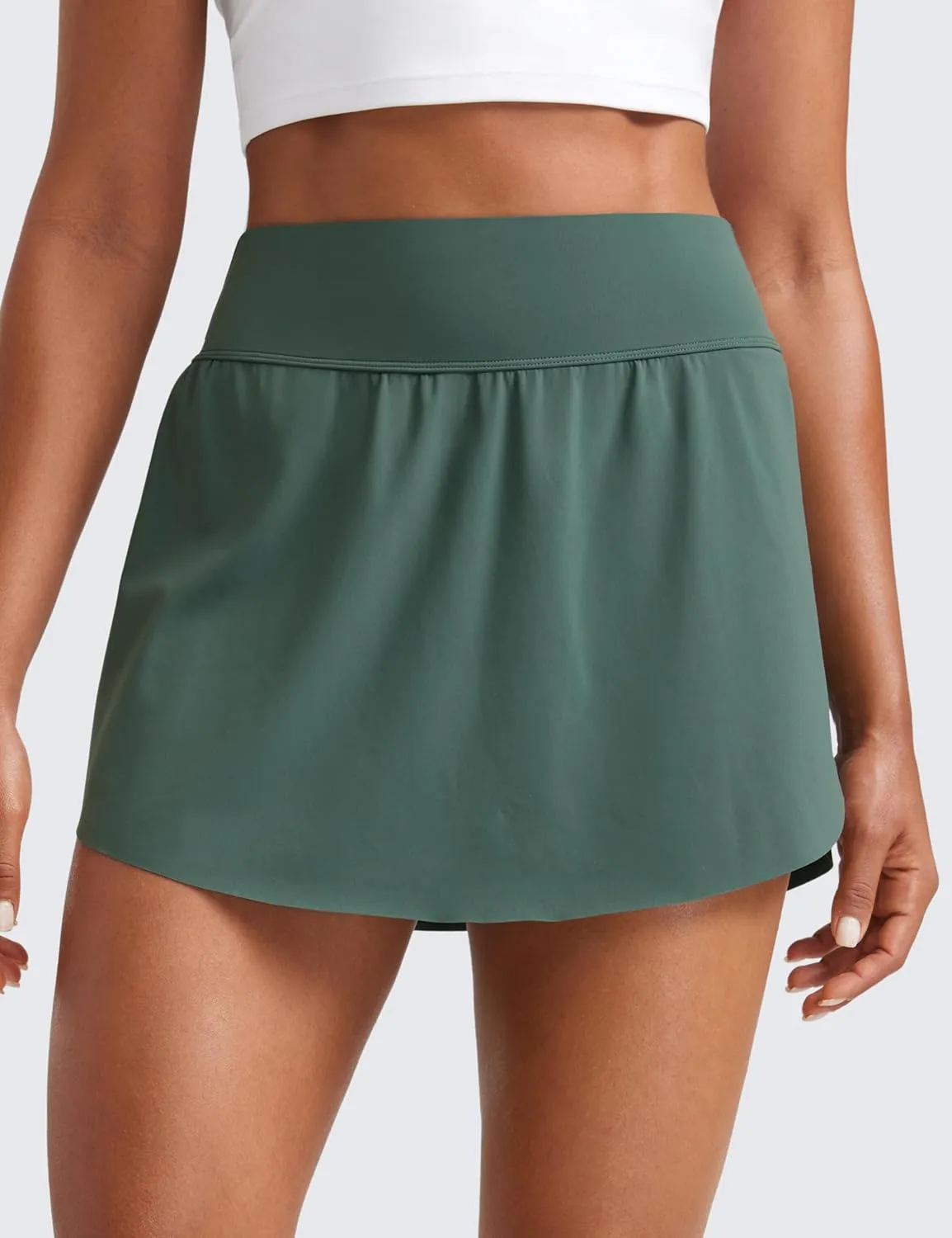 CRZ YOGA Tennis Skirts for Women High Waisted Side Slit Running Workout Athletic Mini A Line Skort with Pockets
