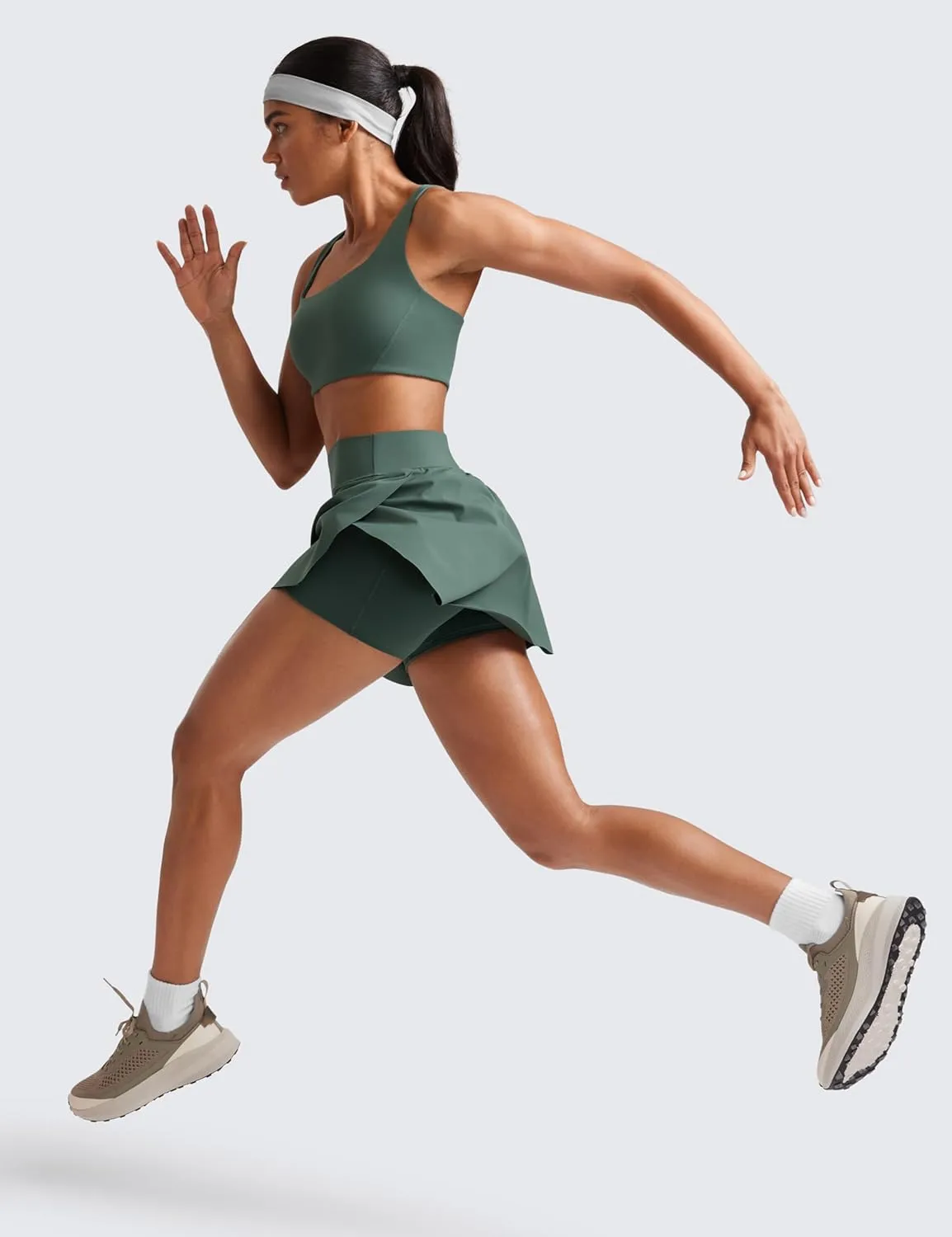 CRZ YOGA Tennis Skirts for Women High Waisted Side Slit Running Workout Athletic Mini A Line Skort with Pockets