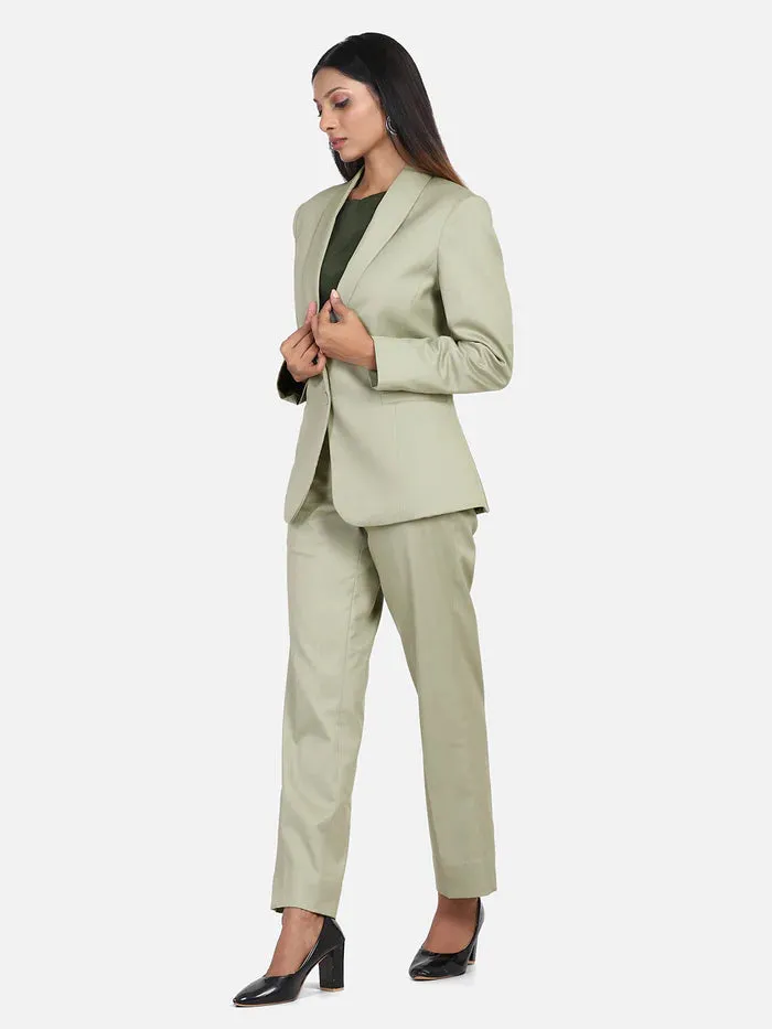 Elegant Women's Poly Cotton Pant Suit - Sage Green