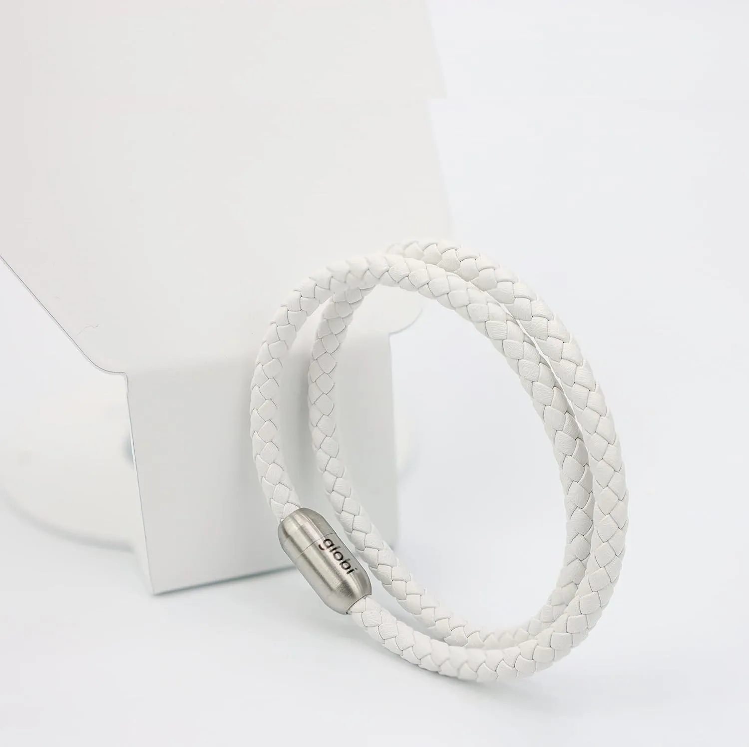 globi Leather Bracelet For Men | Genuine Wrap Braided Leather Cuff Bangle Bracelet with Magnetic Stainless Steel Clasp For Men/Women