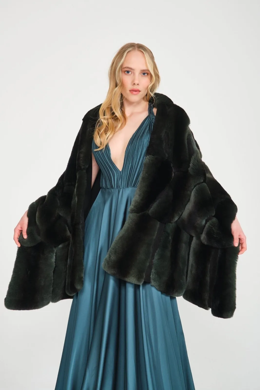 Green Rex Fur Shawl