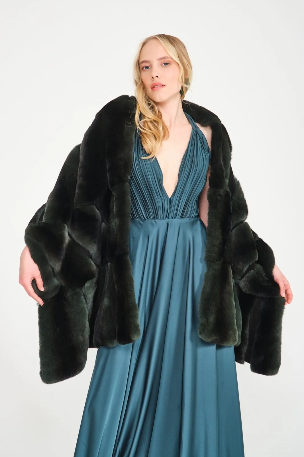 Green Rex Fur Shawl