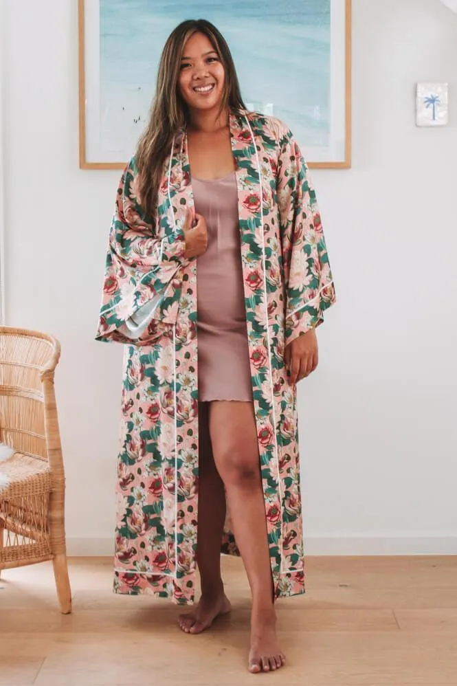 Hemera Maxi Robe - Pink Lotus Floral Print