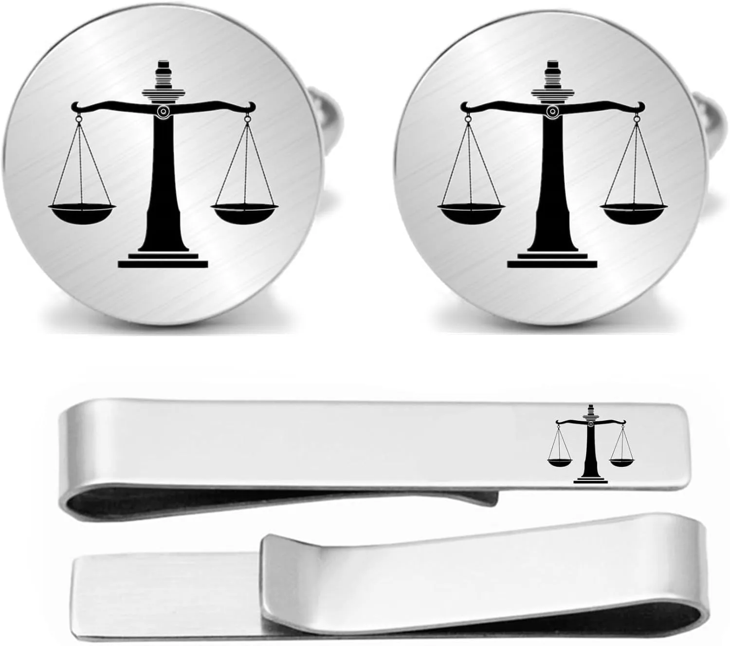 Kooer Cufflinks For Men, Lawyer Gifts For Men Scales of Justice CuffLinks & Tie Bar Law Scales Jewelry Gift For Lawyer Judge