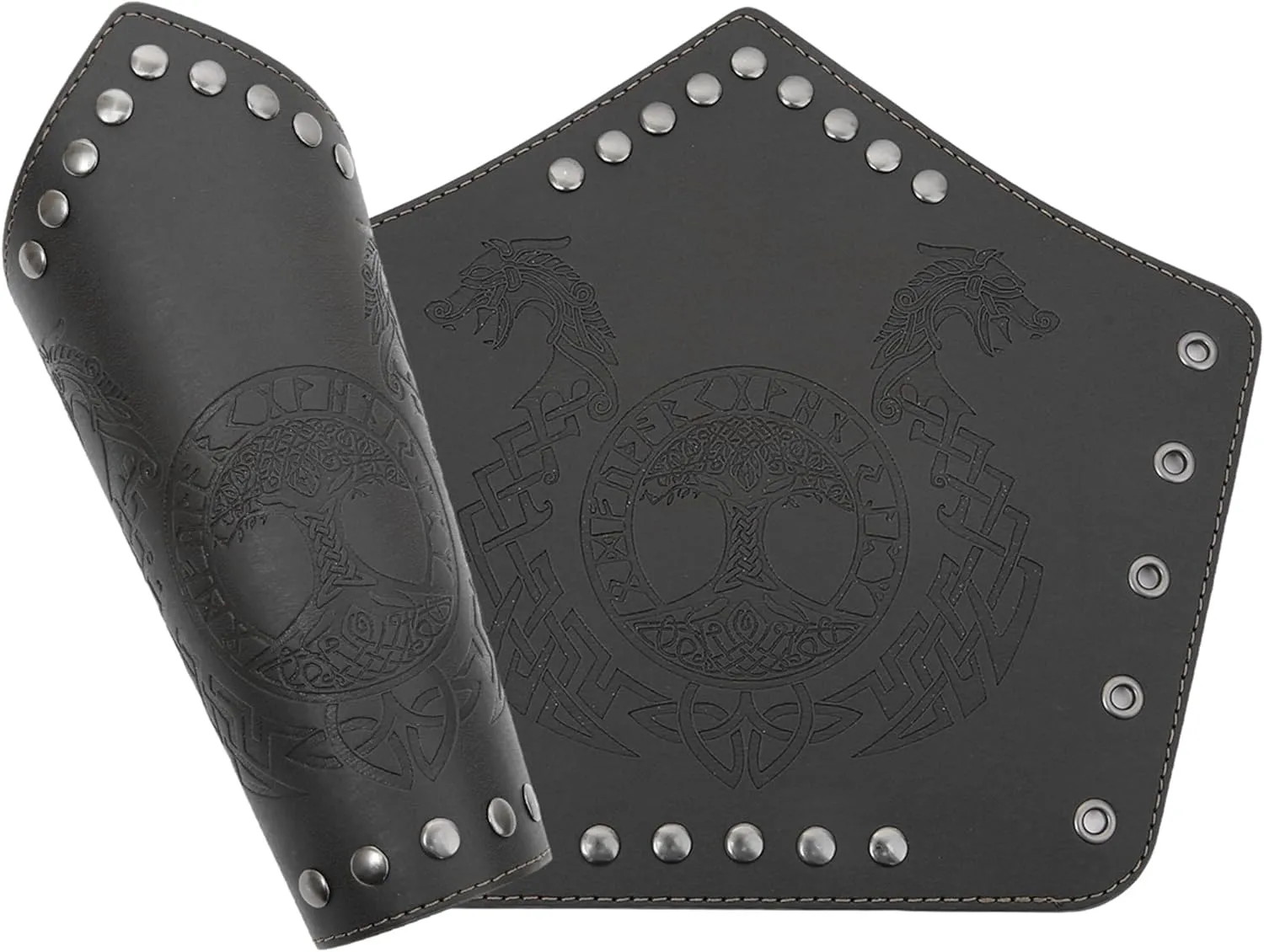 Leather Bracers Medieval for Men Viking Embossed Leather Gauntlets Armbands Costume Accessories