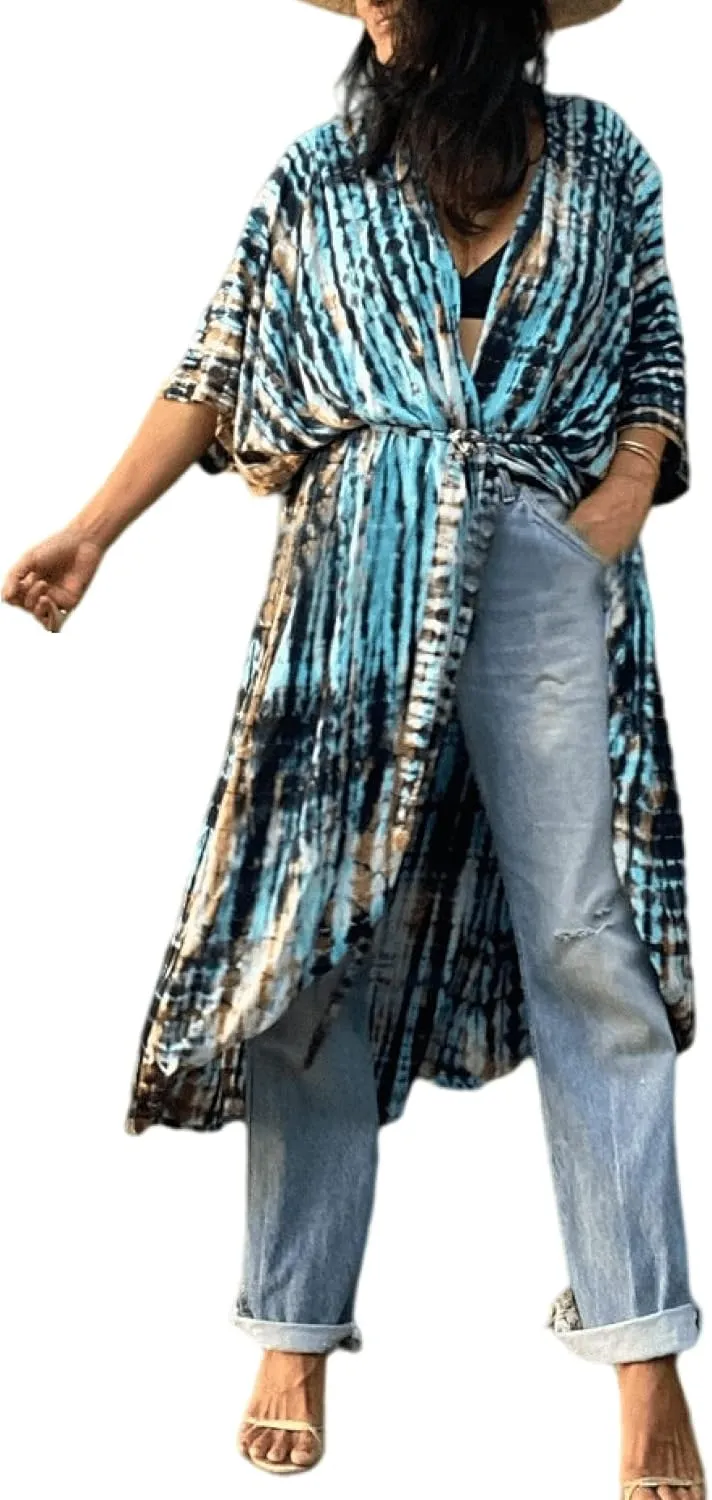 MEILING Women's Bikini Bathing Suit Cover Up Swimwear Open Front Kimono Jacket Cardigan Long Robe Dress