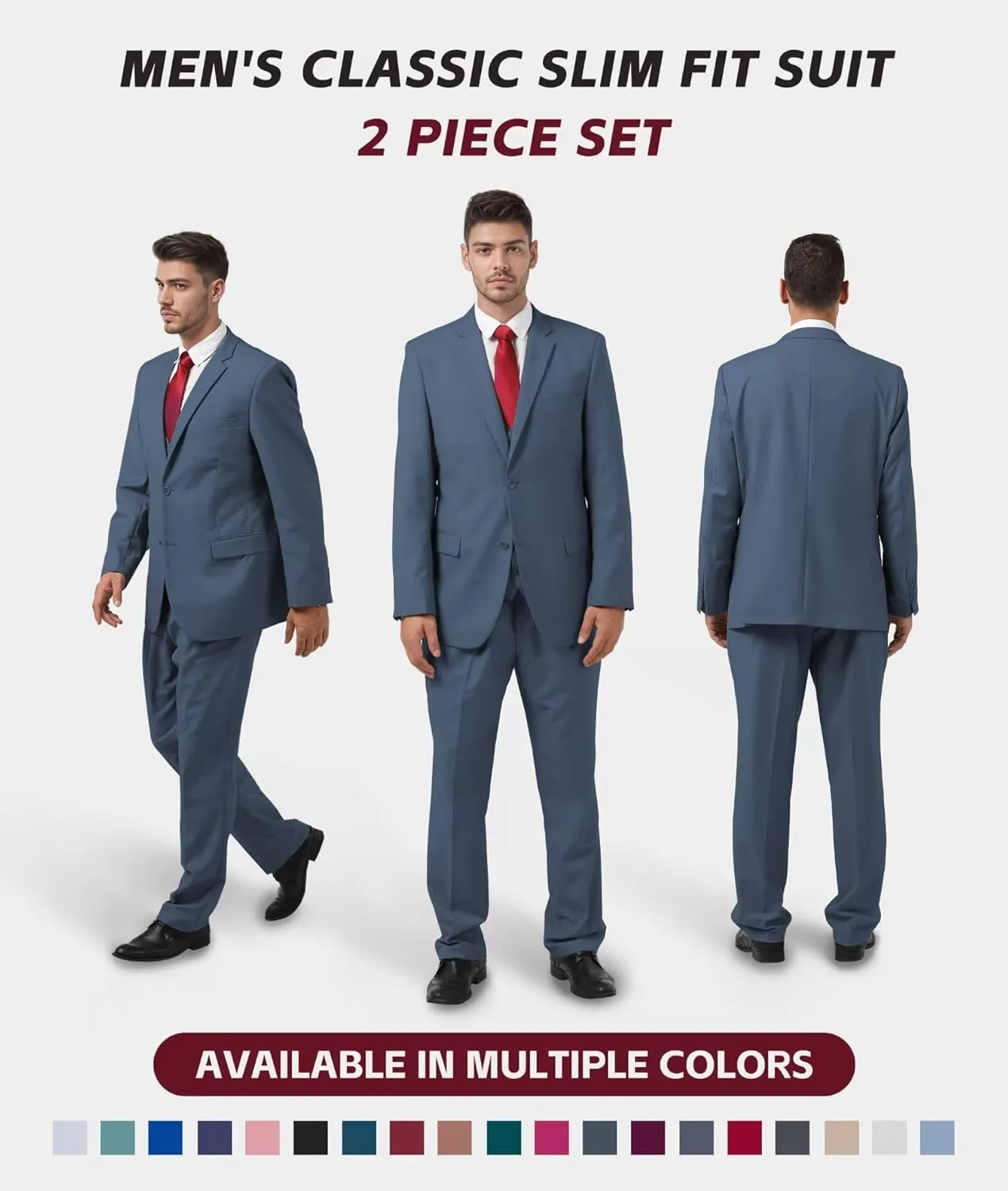 Mens Suits Slim Fit Prom Homecoming Suit for Men Wedding Business Tux Outfit 2 Piece Suit Jacket Blazer Pants Set