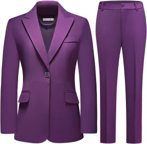 MODFUL Pant Suits for Women Business Suit Set 2 Piece Slim Fit Blazer Jacket One Button Formal Suit