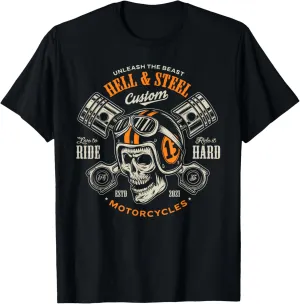 Motorcycle Skull and Piston Crossbones For Men Biker T-Shirt