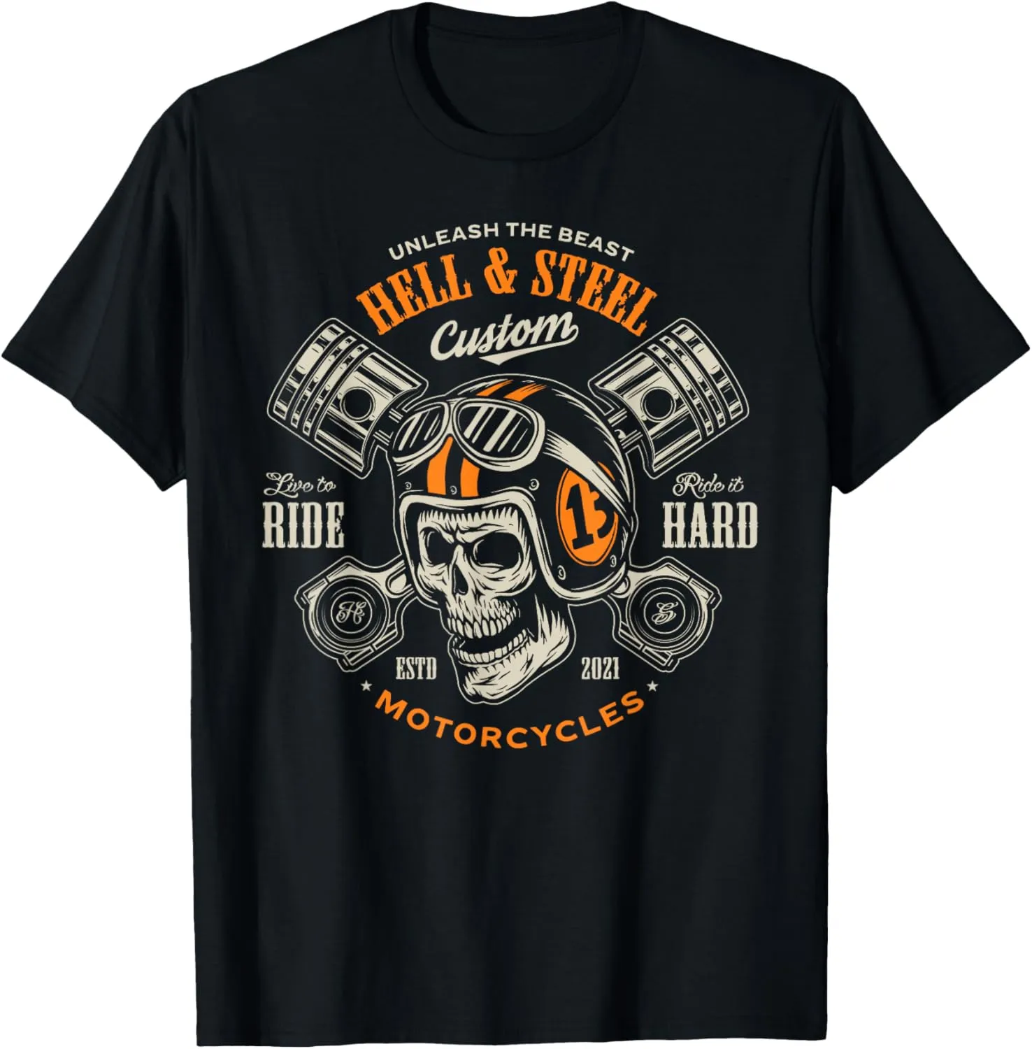 Motorcycle Skull and Piston Crossbones For Men Biker T-Shirt