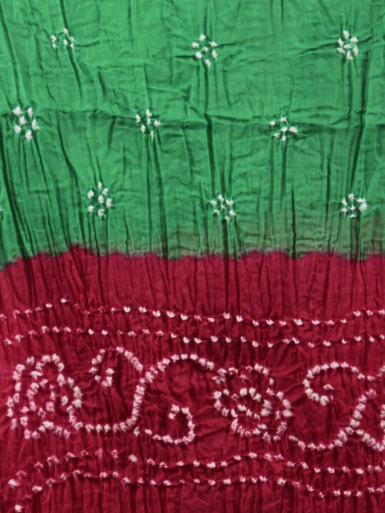 Pink Green White Hand Tie & Dye Bandhej Suit Salwar Dupatta (Set of 3) With Hand Embroidery & Mirror Work - S16281243