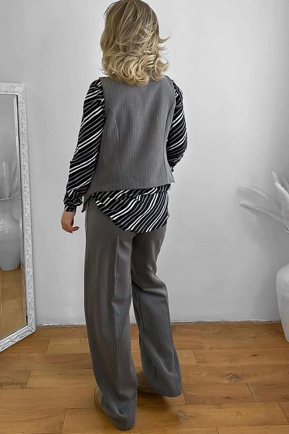 Pinstripe Waistcoat And Trousers Suit Set