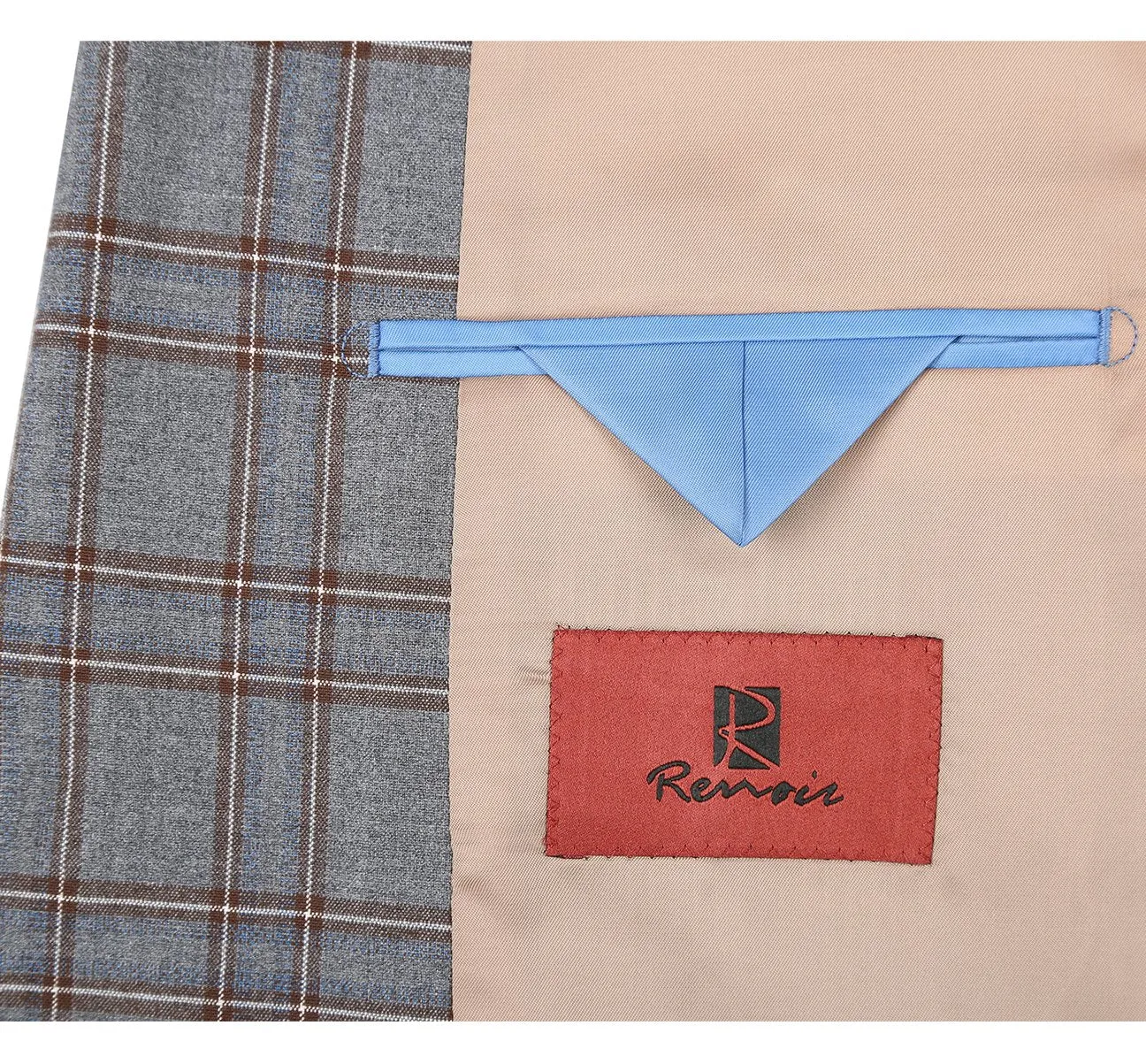RENOIR Two Piece Slim Fit Stretch Windowpane Check Dress Suit 293-7