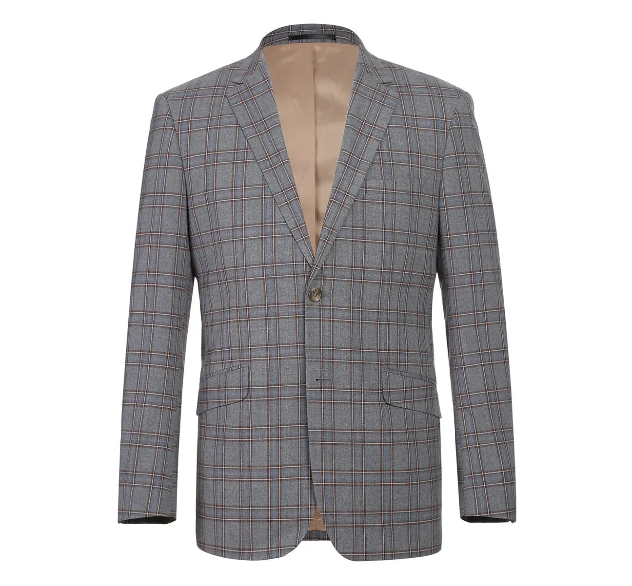 RENOIR Two Piece Slim Fit Stretch Windowpane Check Dress Suit 293-7