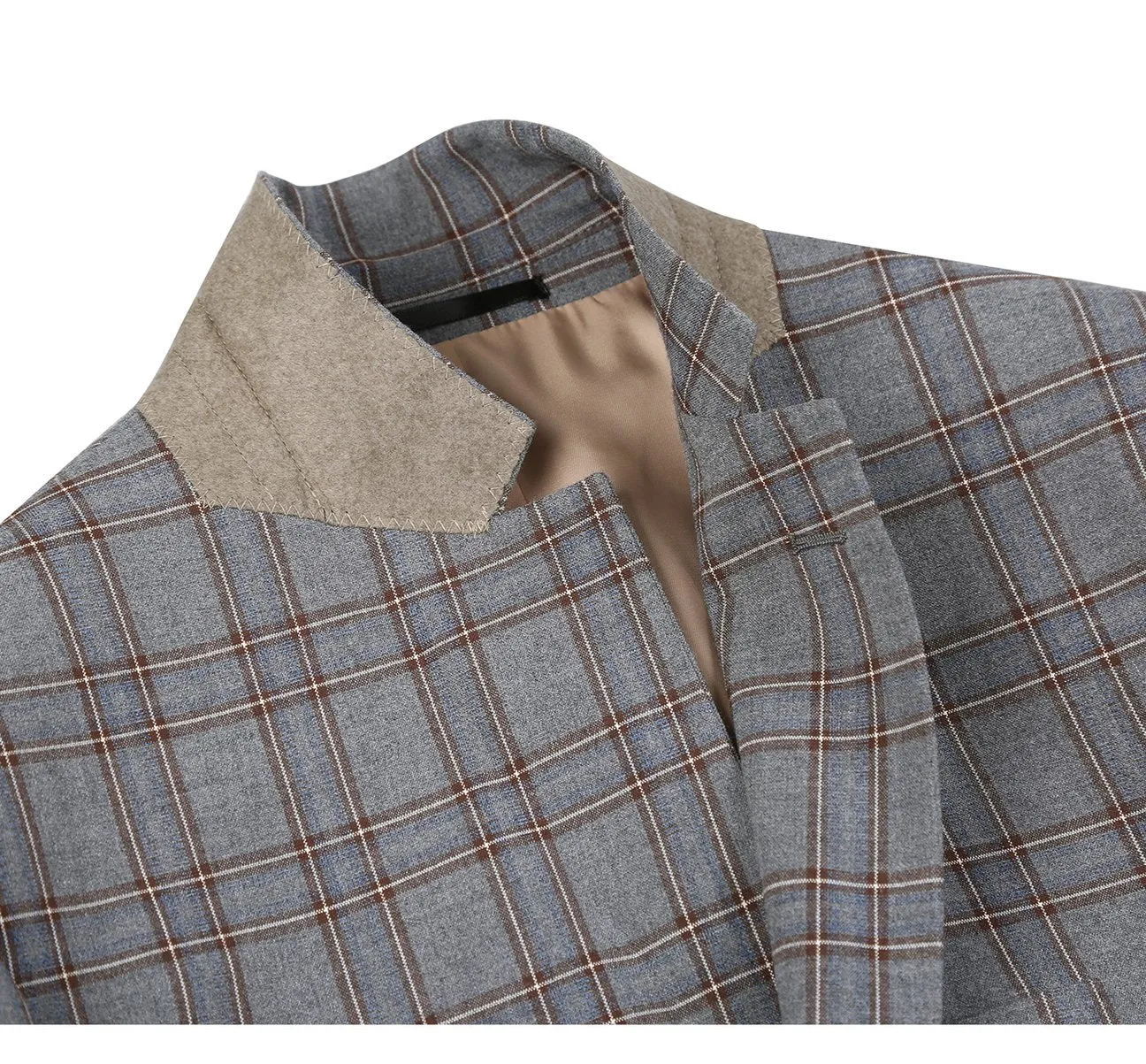 RENOIR Two Piece Slim Fit Stretch Windowpane Check Dress Suit 293-7