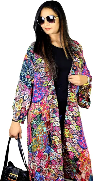 RUZIOON "IMAGINATION AT WORK." Swimsuit Coverup Kimonos for Women Kimono Robe Loose Open Front Kimono Duster with Belt Beach Cover Up Swimsuit Kimono Pink