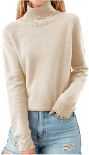 SERYU Cashmere Turtleneck Sweater for Women Comfort Pullover Tops Casual Turtleneck Long Sleeve Wool Sweater
