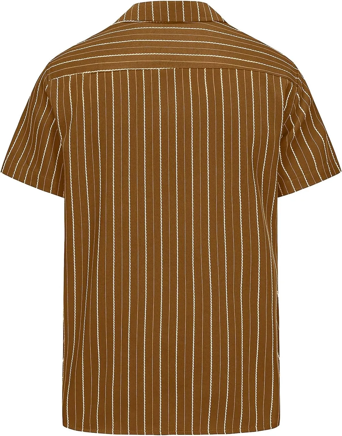 TUNEVUSE Men Hawaiian Shirt Vintage Striped Shirt Short Sleeve Summer Beach Causal Cuban Collar Shirt with Pocket