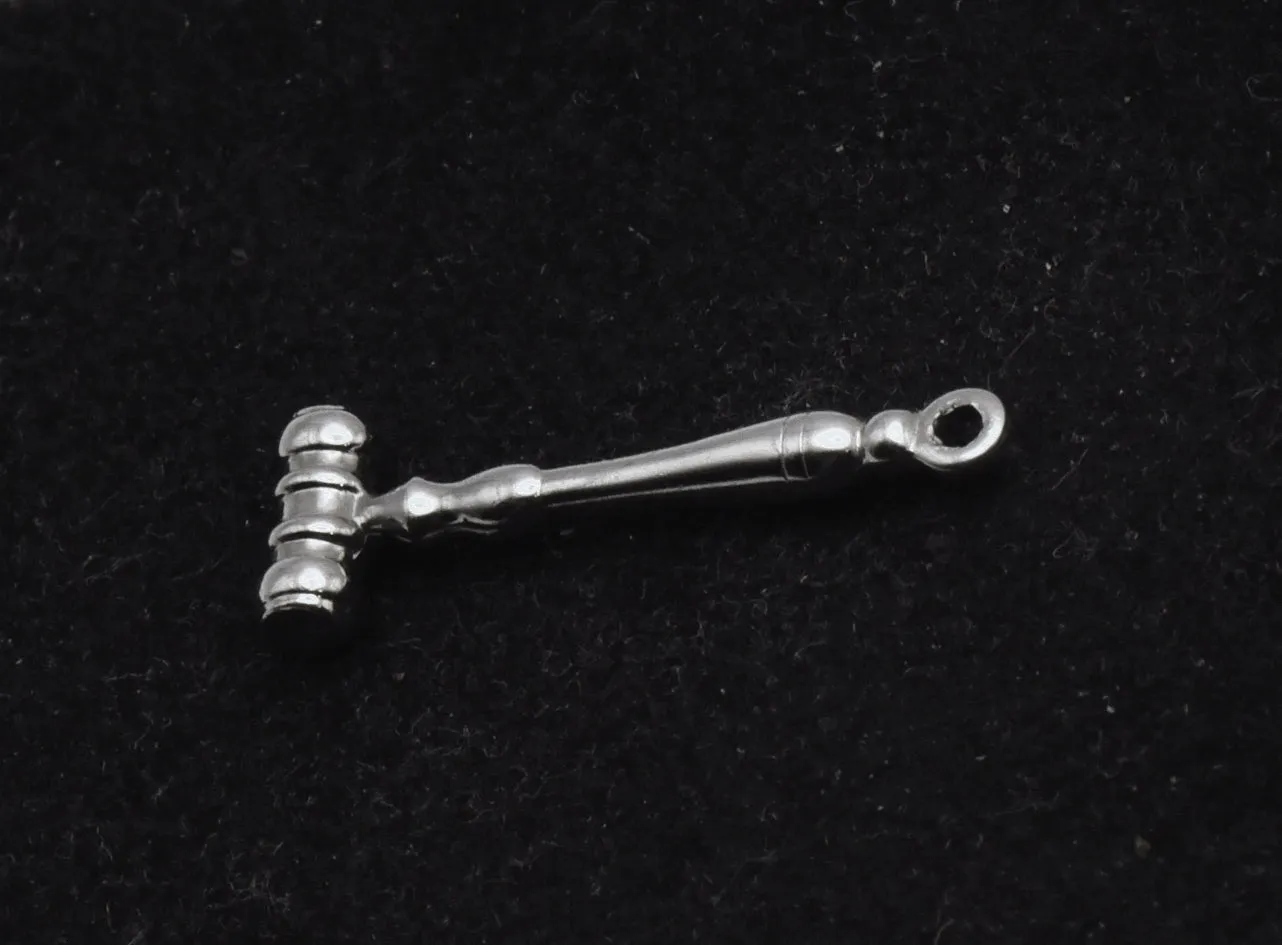 Vintage Silver Tone Metal Gavel Charm