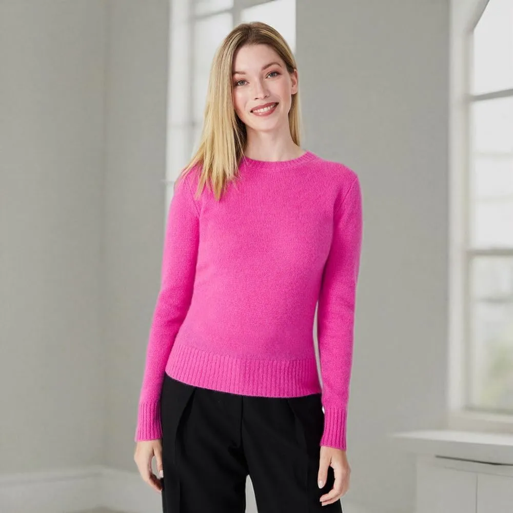 Women's 100% Pure Cashmere Long Sleeve Crew Neck Sweater - Soft, Warm, and Stylish Winter Knit Pullover