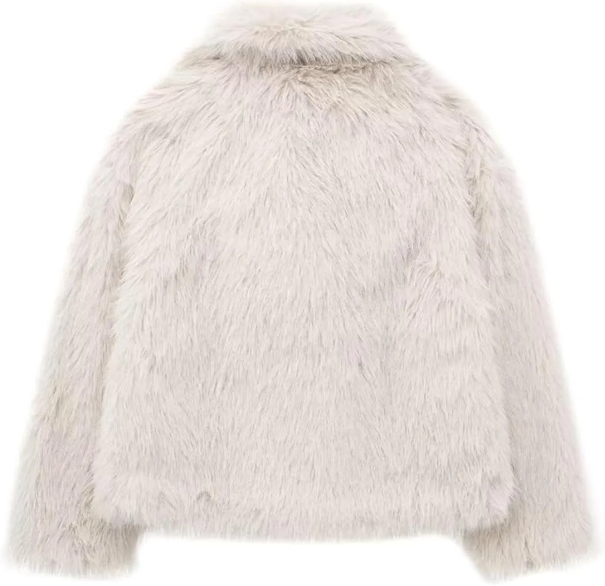 Women's Faux Fur Coat Cropped Fluffy Jacket Long Sleeve Open Front Shaggy Short Coat Outerwear