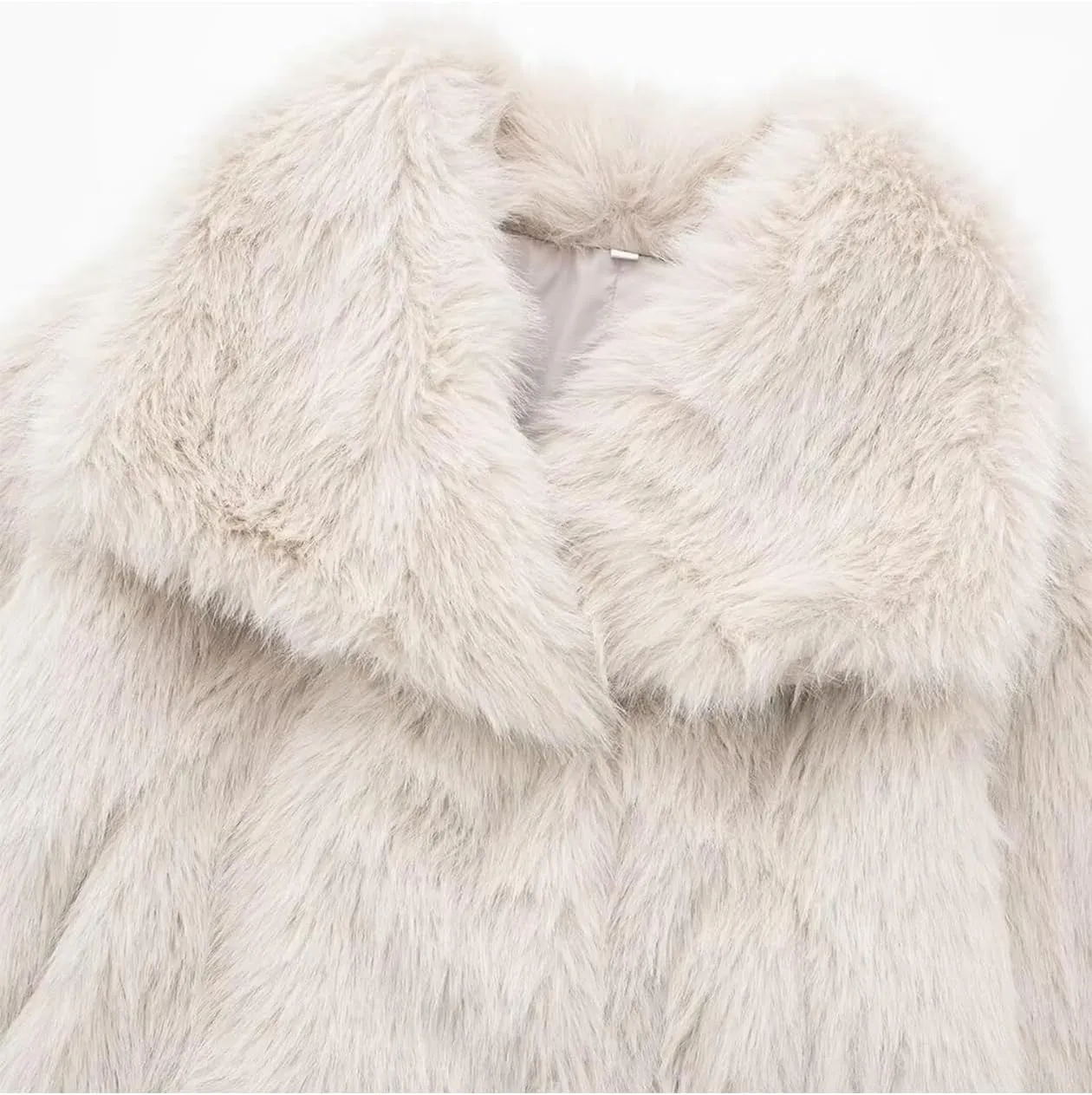 Women's Faux Fur Coat Cropped Fluffy Jacket Long Sleeve Open Front Shaggy Short Coat Outerwear