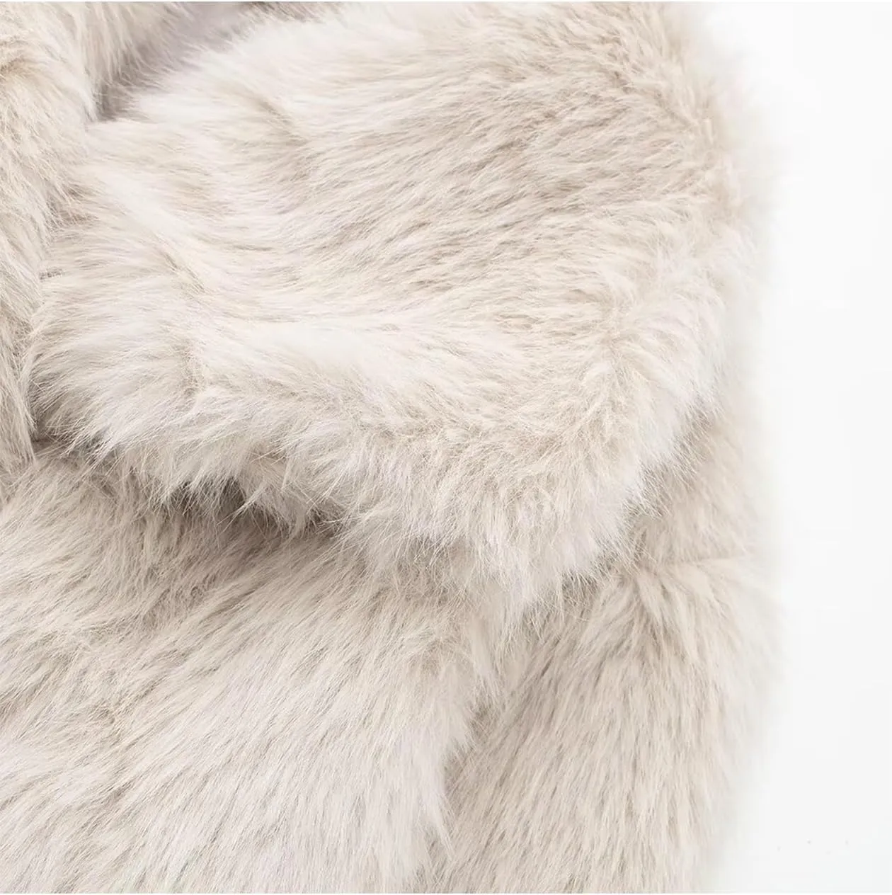 Women's Faux Fur Coat Cropped Fluffy Jacket Long Sleeve Open Front Shaggy Short Coat Outerwear