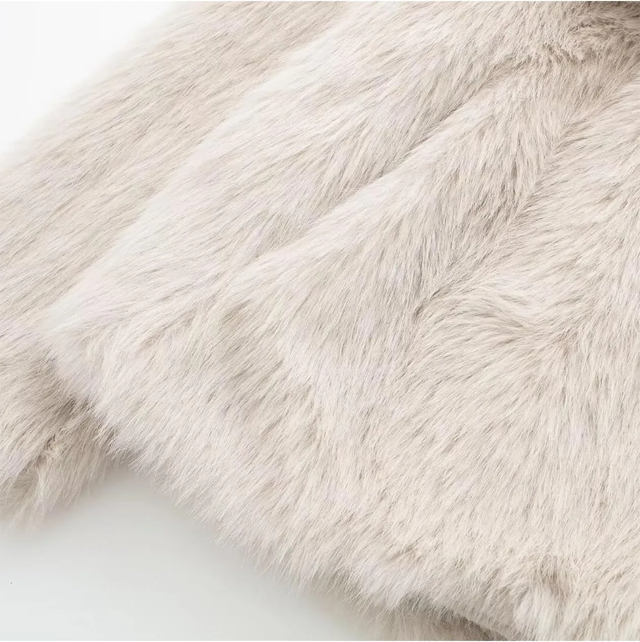 Women's Faux Fur Coat Cropped Fluffy Jacket Long Sleeve Open Front Shaggy Short Coat Outerwear