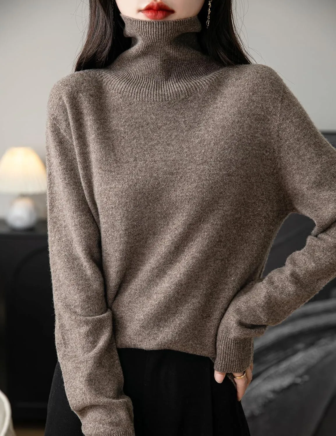 Women's Turtleneck 100% Merino Wool 2025 First-Line Ready to Wear Fall Winter Seamless Knit Pullover Sweater