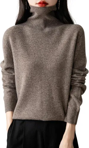 Women's Turtleneck 100% Merino Wool 2025 First-Line Ready to Wear Fall Winter Seamless Knit Pullover Sweater