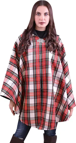 Women's Vintage Plaid Knitted Scottish Cape Traditional Cardigan
