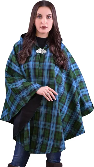 Women's Vintage Plaid Knitted Scottish Cape Traditional Cardigan