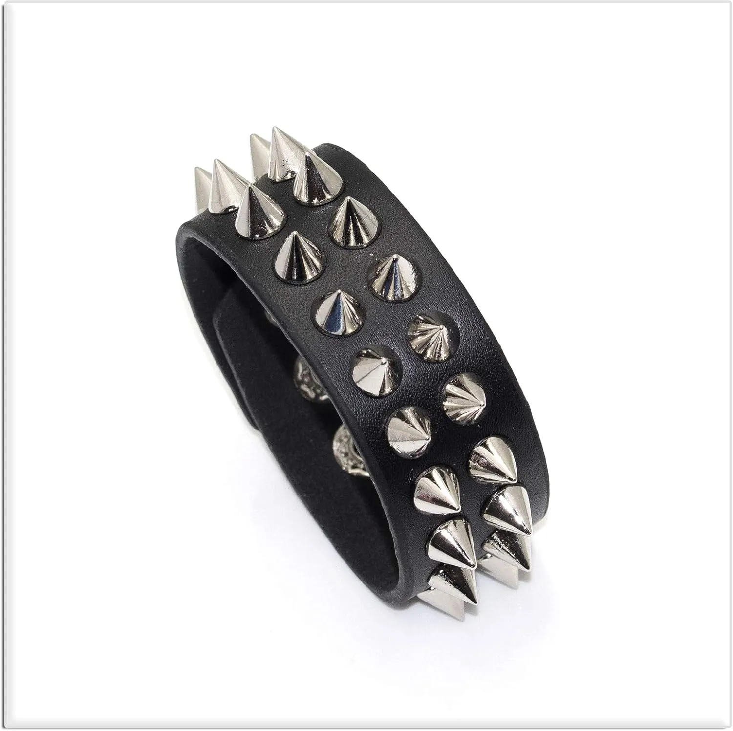 Xusamss 2PCS Punk Alloy Rivet Bracelet Bullet Wristband Chain Leather Cuff Bracelet,7 1/2 Wrist